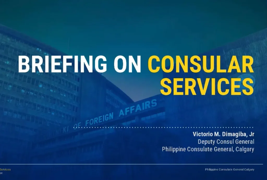Information on Consular Services of the Philippine Consulate General, Calgary